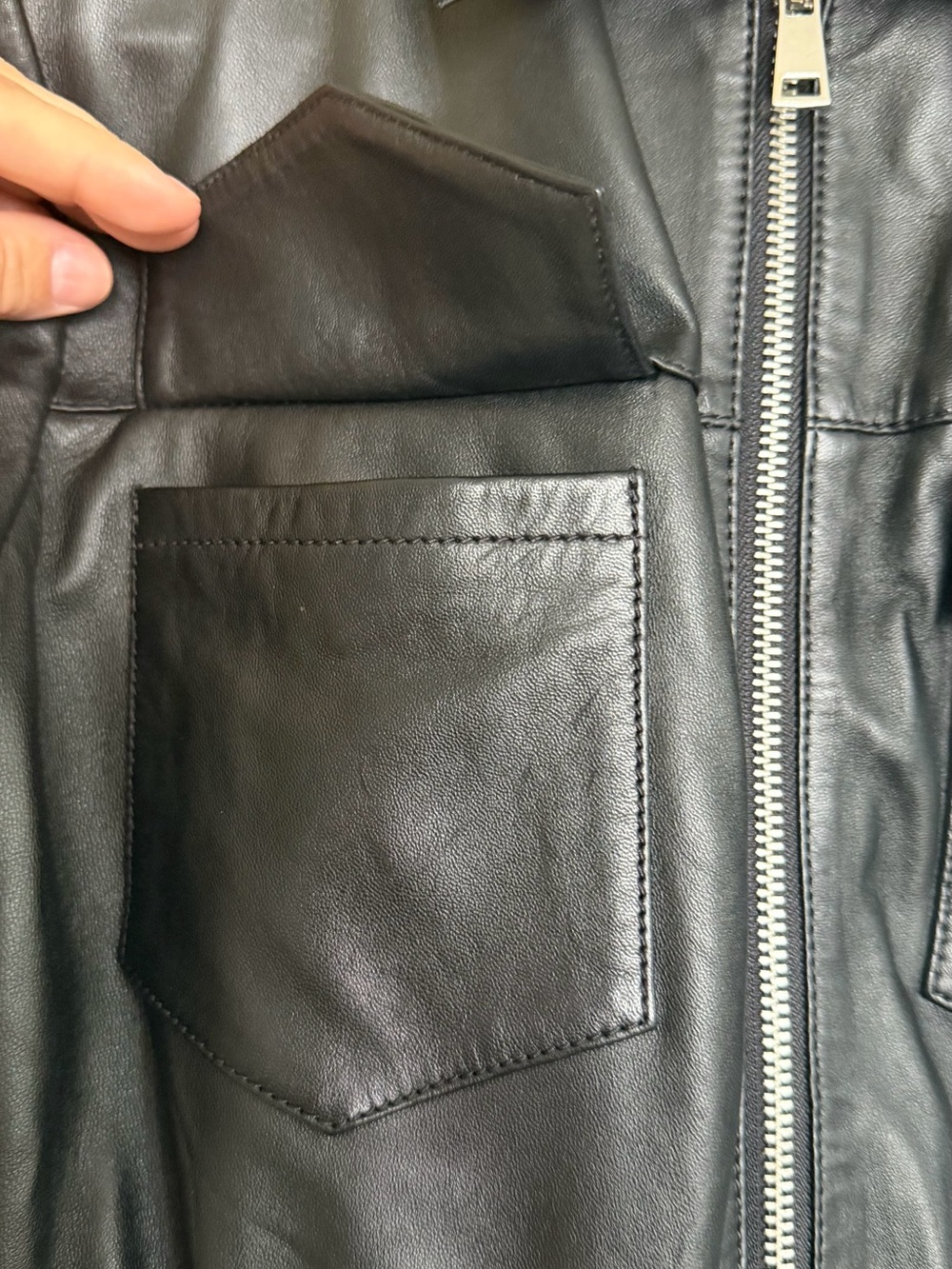 Lab Black Leather Long Zip Jumpsuit Jacket 4 Petite - Picture 3 of 8